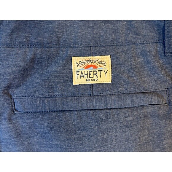 FAHERTY All Day Shorts Men's 38 Blue Polyester Cotton Hybrid Casual 9" Inseam - Picture 7 of 11